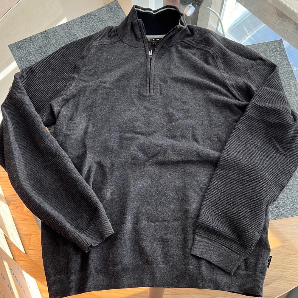 Ted Baker Cotton 1/4 Zip - Charcoal size 3